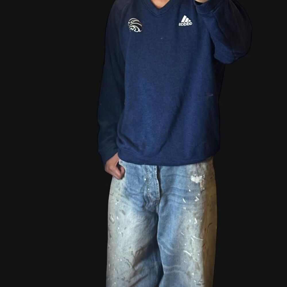 Adidas Men's Navy and Blue Jumper
